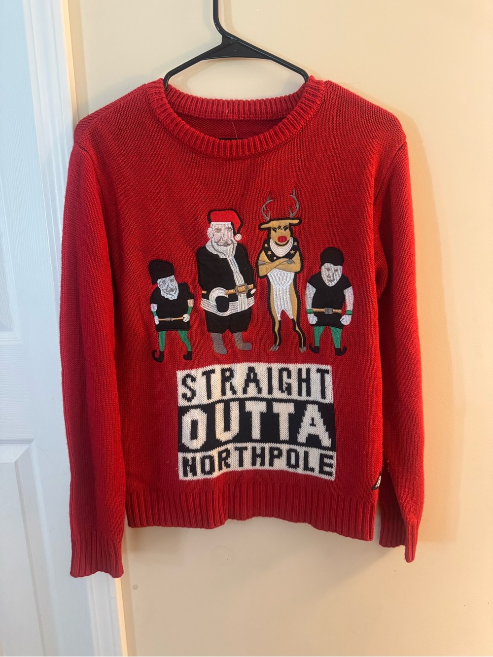 American Stitch Red 'Straight Outta North Pole' Crewneck Sweater